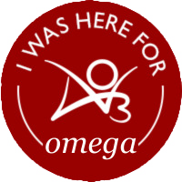 Circular badge with the words 'I was here for omega' with an AO3 logo