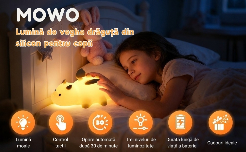 Lumina de veghe draguta din silicon pentru copii MOWO 015M