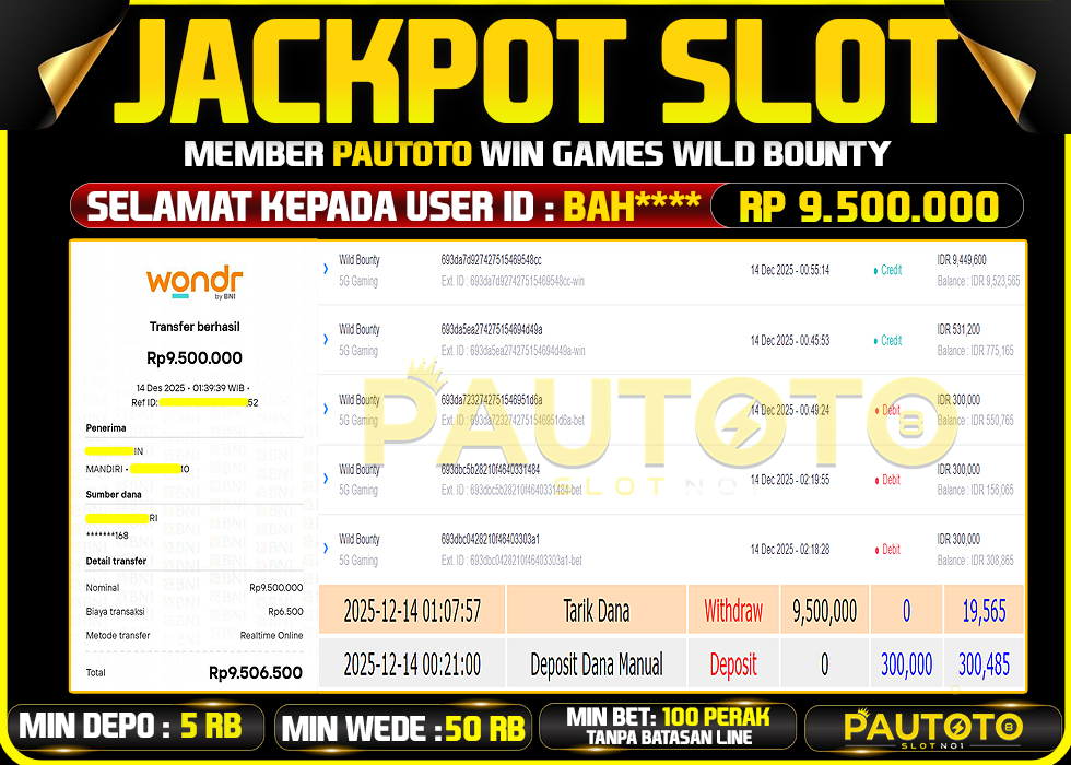 BUKTI JACKPOT LUNAS PAUTOTO