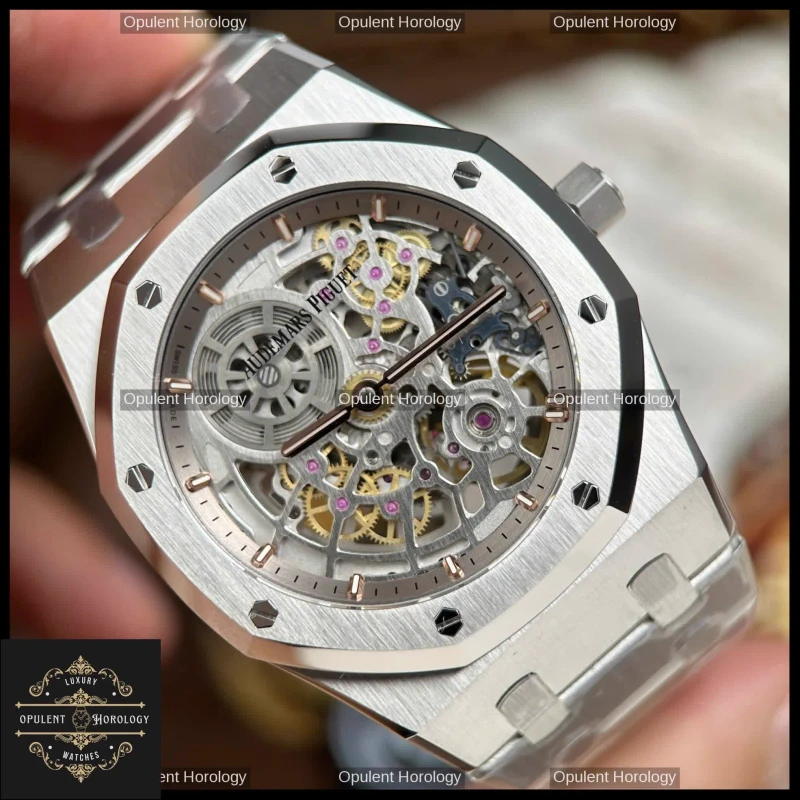 Audemars Piguet Royal Oak Jumbo Extra-Thin Openworked 16204 Replica 39mm White Skeleton Dial