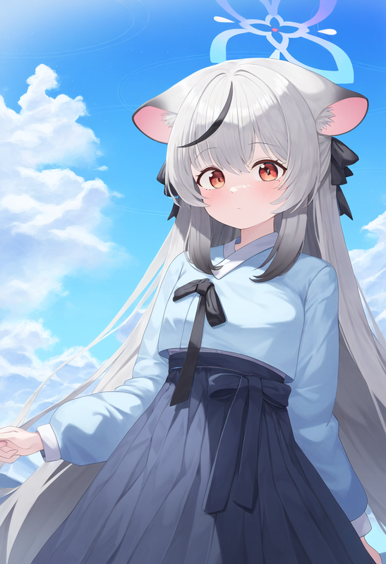 depth of field, 1girl, kokona (blue archive), alternate costume, {{{{skyblue han s-3956467028