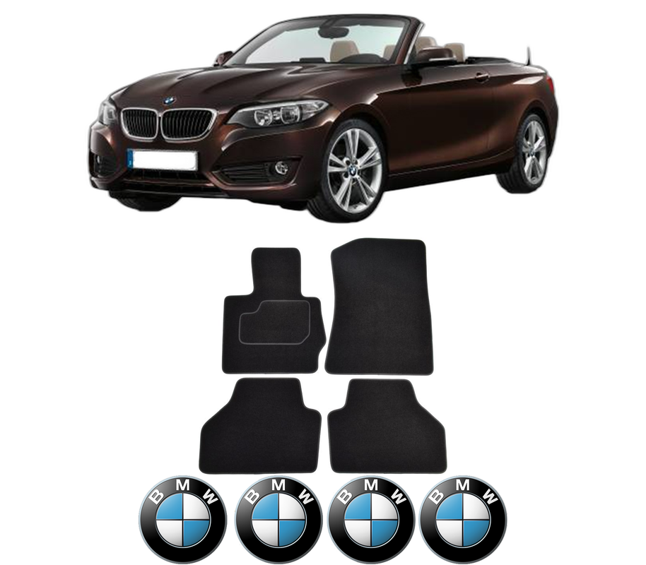 Set Covorase Presuri BMW Seria X4 (F26) din 2014-2018, Auto, Material Textil Mocheta, 4 Stickere auto cu BMW