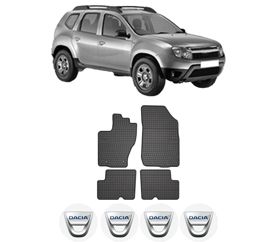 Set covorase presuri DACIA DUSTER (HS_) din 2010-2018, auto, din cauciuc thermoplastic, 4 Stickere auto cu DACIA