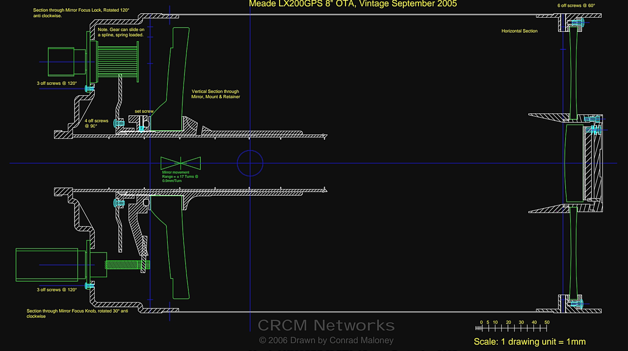 imagen CAD del esquema tubo Schmidt-cassegrain