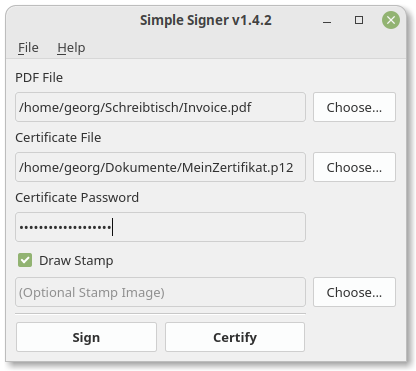 Simple Signer on Linux