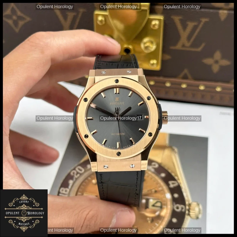 Hublot Classic Fusion King Gold Plated 42mm Gray Dial Swiss Automatic Movement