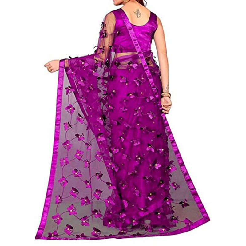 Sarí de mariposa para mujer con pieza de blusa elegante diseñador sari para ropa étnica - Imagen 19 de 48