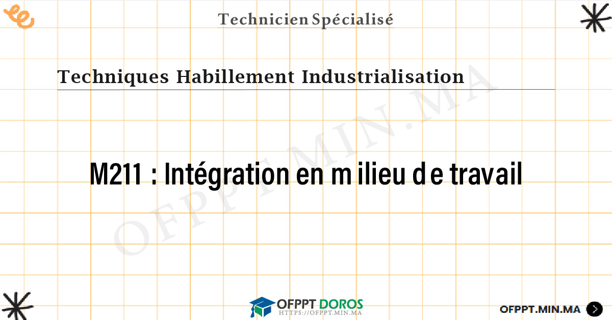 Sommaire détaillé du cours Intégration en milieu de travail M211 OFPPT - Structure du module