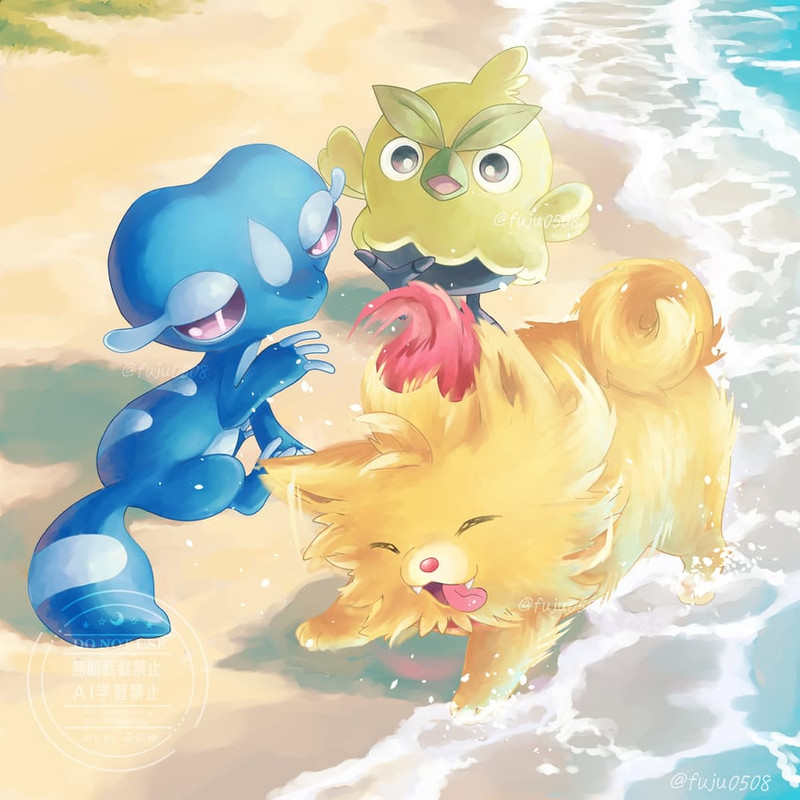 pombon-browt-and-gecqua-pokemon-drawn-by