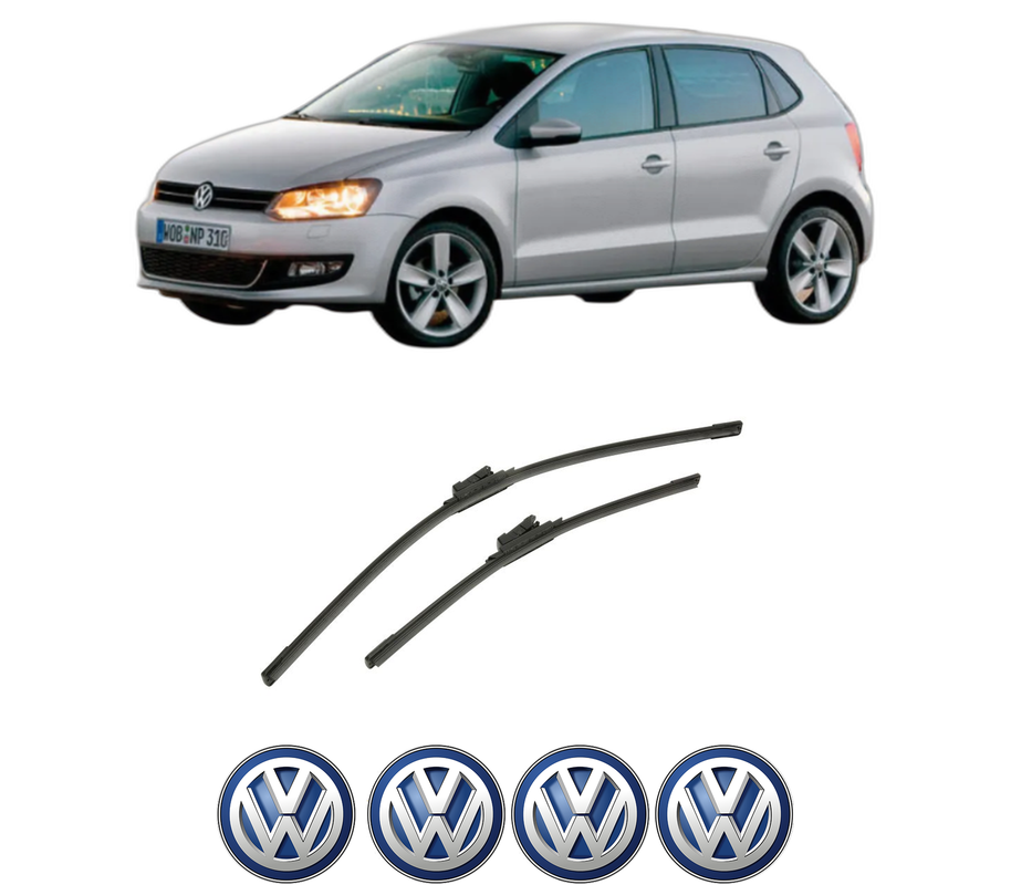Set stergatoare auto Volkswagen POLO Van V (6R1, 6C1) din 2009-2017, pentru parbriz auto, 2 bucati, Bosch Aerotwin, din cauciuc siliconat rezistent, 4 Stickere Auto Volkswagen