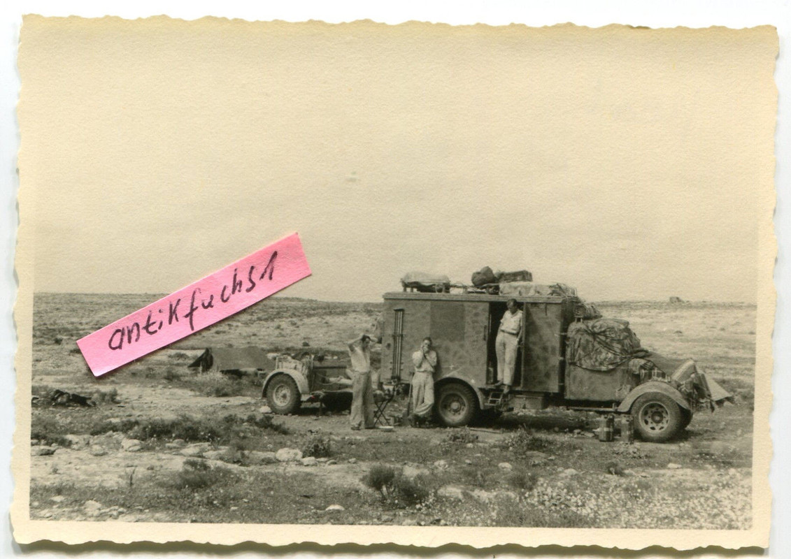 Deut.Funkwagen-LKW mit Anhänger in Afrika beim Afrikakorps im 2.