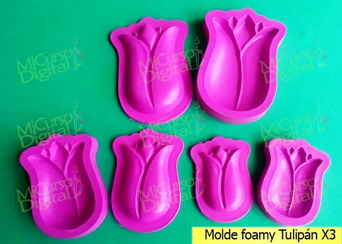 Molde para goma eva termo forma tulipán flores en foami fomy