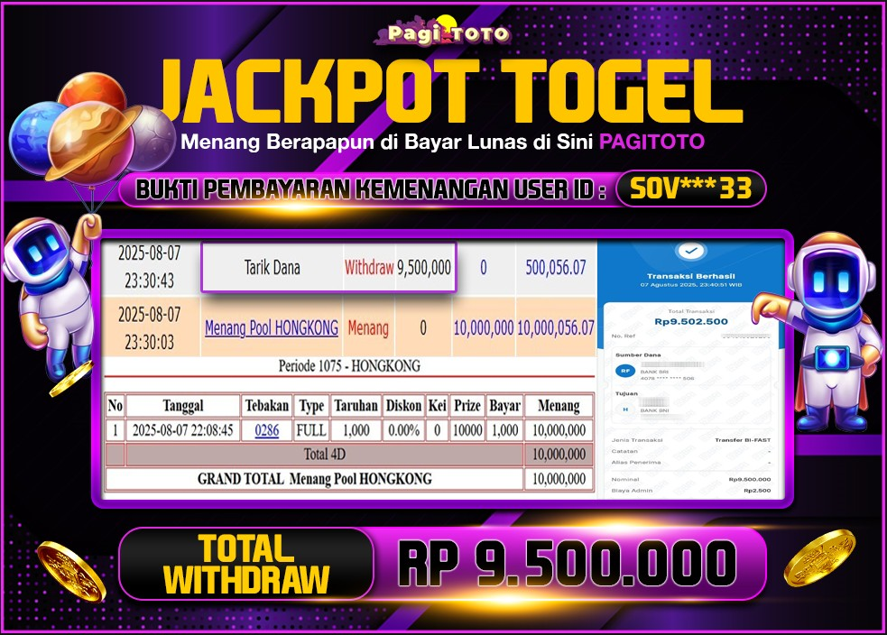 HAPPY JACKPOT MEMBER PAGITOTO TOGEL HONGKONG LOTTO Rp 9.500.000-, - LUNAS