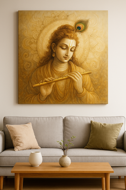 Serene depiction of Lord Krishna
