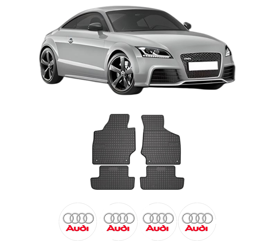 Set covorase presuri AUDI TT (8J3) din 2006-2014, auto, din cauciuc thermoplastic, 4 Stickere auto cu AUDI