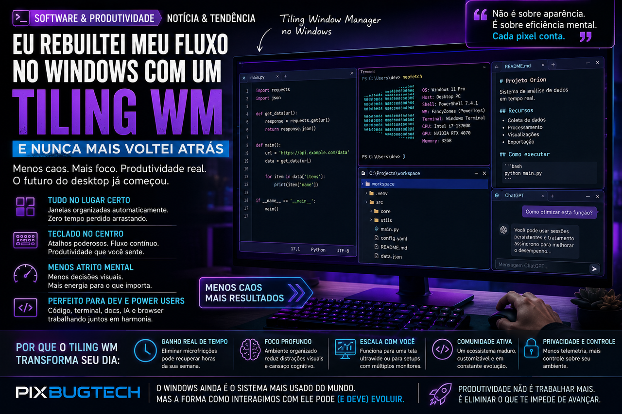 Um usuário abandonou o desktop tradicional do Windows por um “tiling window manager”, e talvez a interface clássica esteja finalmente envelhecendo