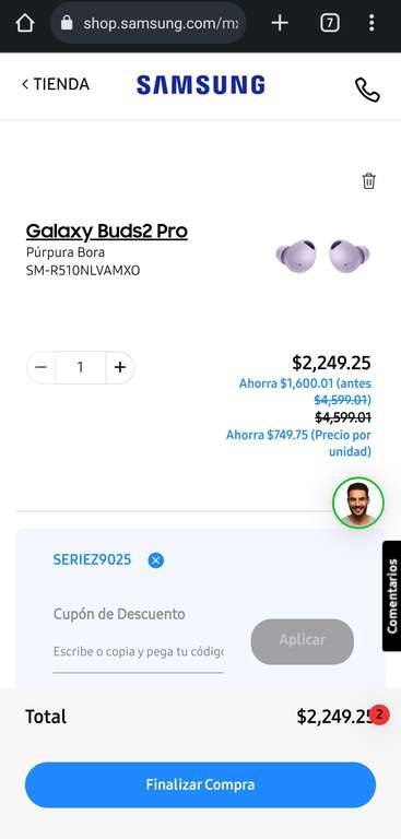 Samsung Store: Audífonos Samsung galaxy buds 2 pro + Buds 2 de regalo