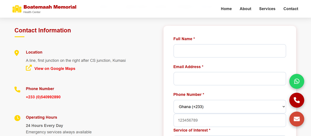 Boatemah Hospital - Contact Page