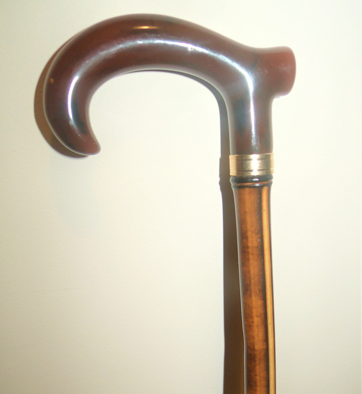 BAMBOO WALKING STICK DERBY MARBLED HANDLE ELEGANT WOOD WALKING CANE 38