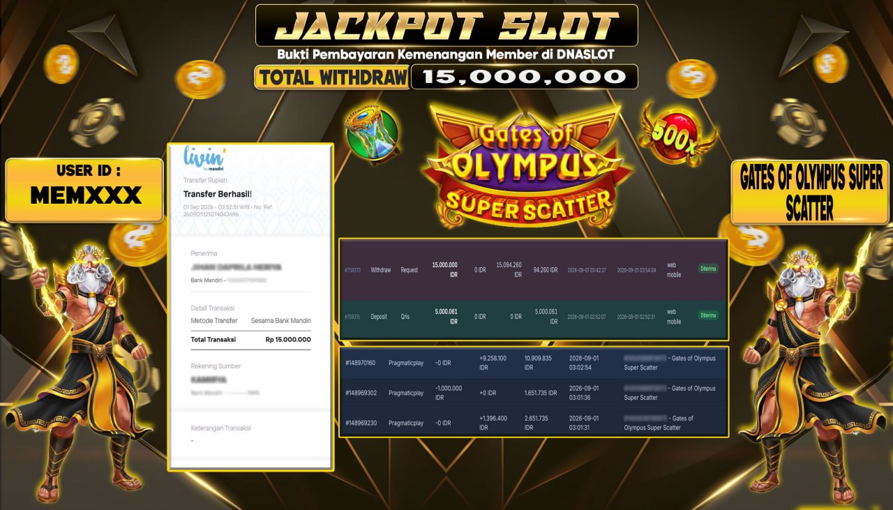 JACKPOT SLOT GATES OF OLYMPUS SUPER SCATTER  01 SEPTEMBER 2026