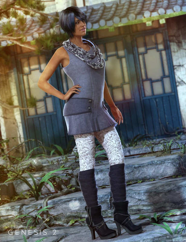Early Spring Outfit for Genesis 2 Female(s) + Texture Expansion
