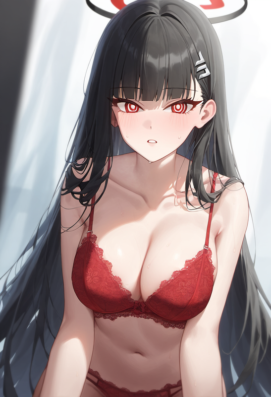 depth of field, 1girl, rio (blue archive), blue archive, {{{red lingerie}}}, bes s-405671143