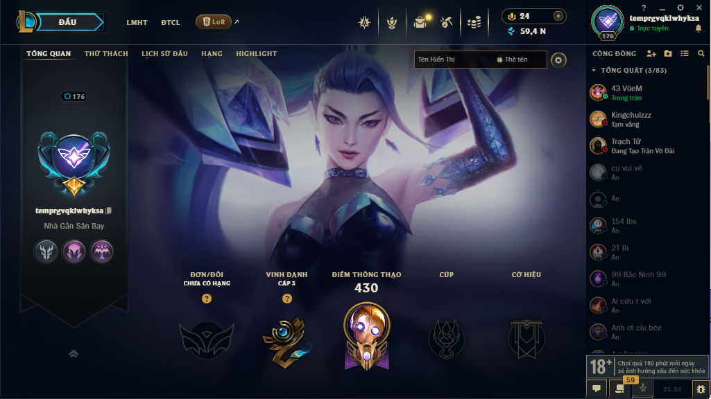 Acc LMHT # - Không Khung