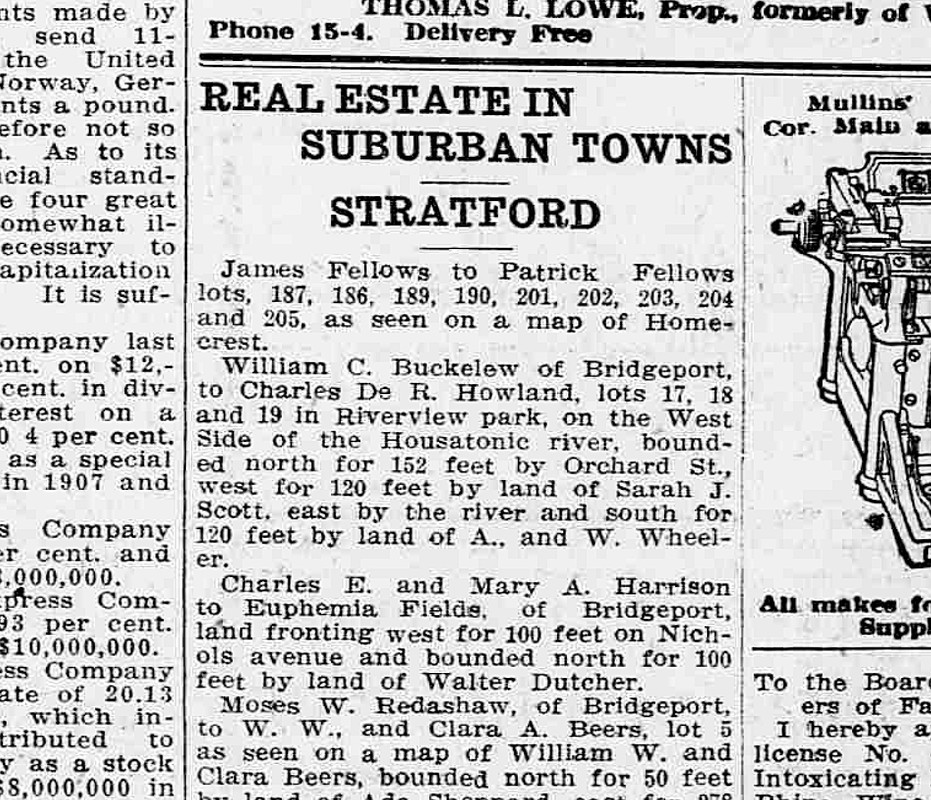 Bridgeport Evening Farmer Howland Land Sale — Postimages