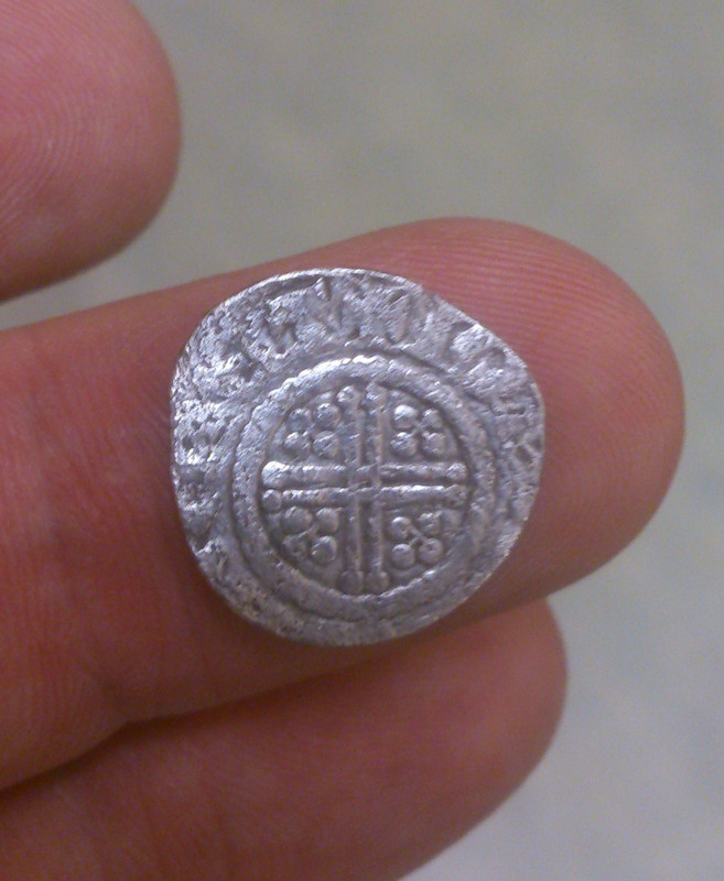 Short cross hammered silver penny reverse 150820