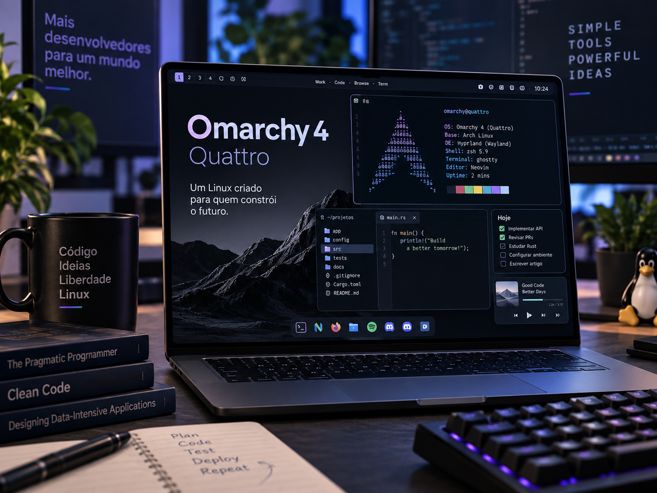 Omarchy 4 em análise: Quattro transforma o Linux de DHH em um desktop muito mais coeso para desenvolvedores