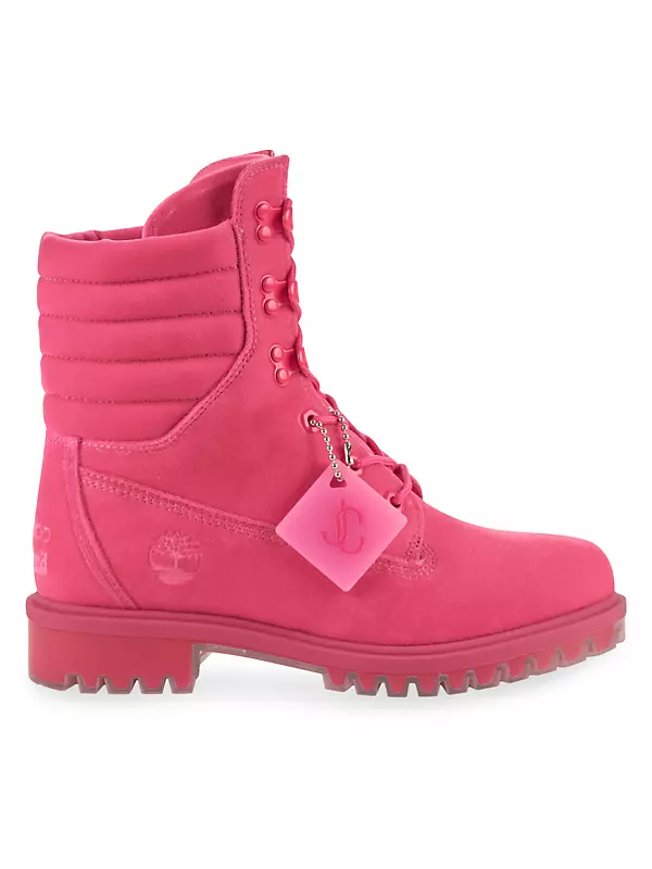 Size 8.5 - Women's Timberland X Jimmy Choo 8” Pink Puffer
