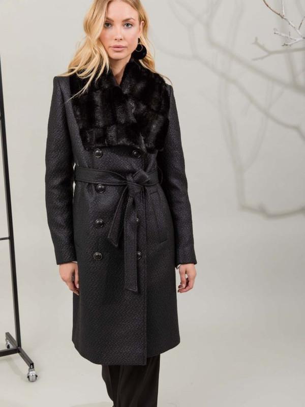 PS fashion kaput sa krznom, kaisem i dvorednim kopcanjem