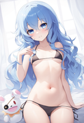 1girl, yoshino (date a live), small breasts, bodysuit, black panties, bedroom, b s-1547761393