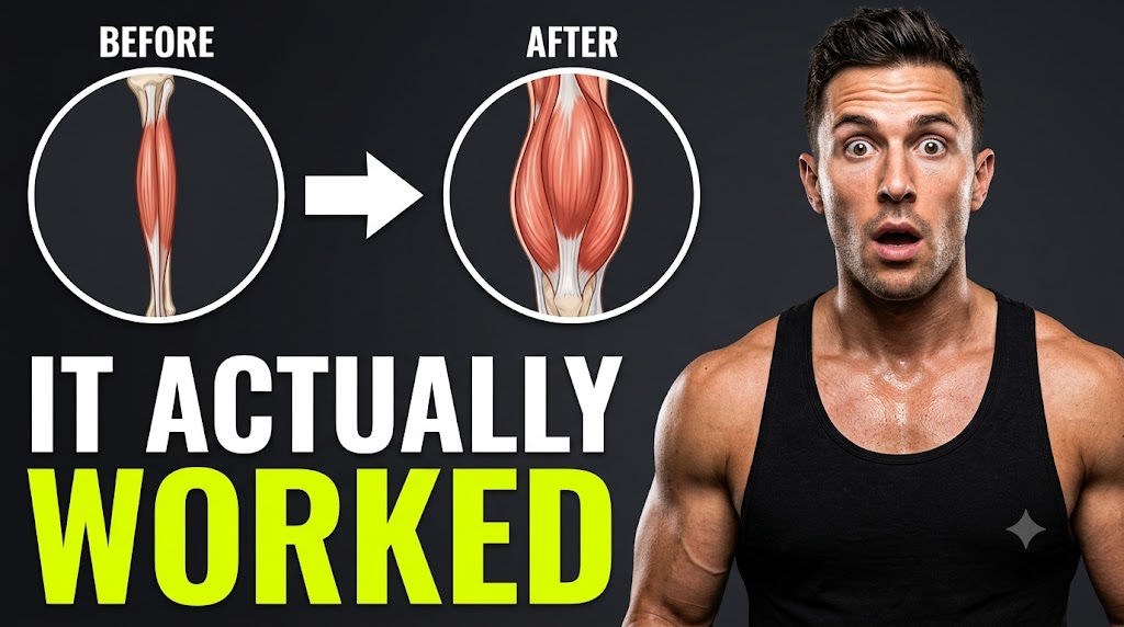 AI-generated example result for the youtube-thumbnail prompt: Fitness & Health – "TOP TEXT: e.g., IT ACTUALLY / BOTTOM TEXT: e.g., WORKED" | Fitness Transformation Youtube Thumbna... AI YouTube Thumbnail Prompt