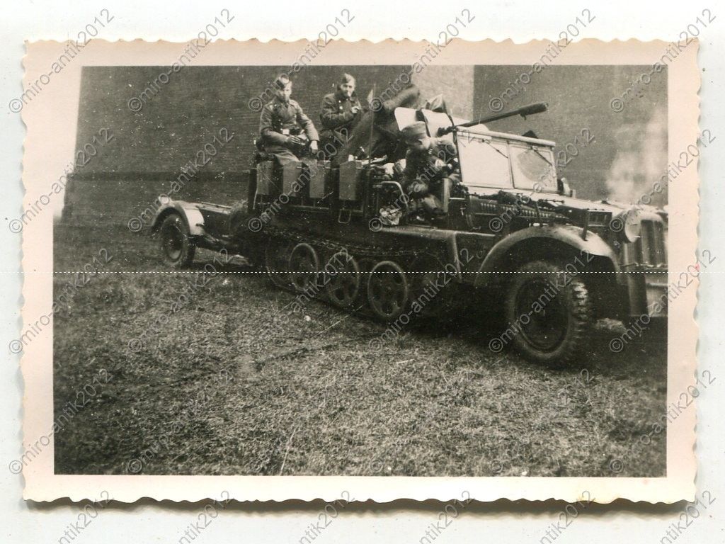 Foto, Wehrmacht, Sdkfz, Halbkette mit Geschütz, 