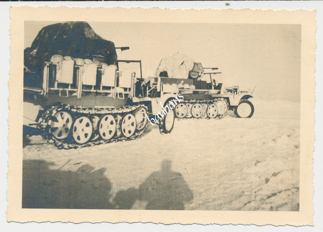 Jäg.Btl.2 Sd.Kfz im Wintertarn mit Flak-Geschütz