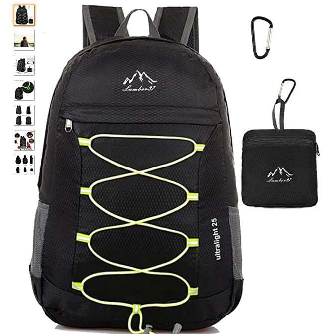 Amazon: Lumbor37 Mochila de Senderismo y Viaje Plegable Resistente al Agua 25L 
