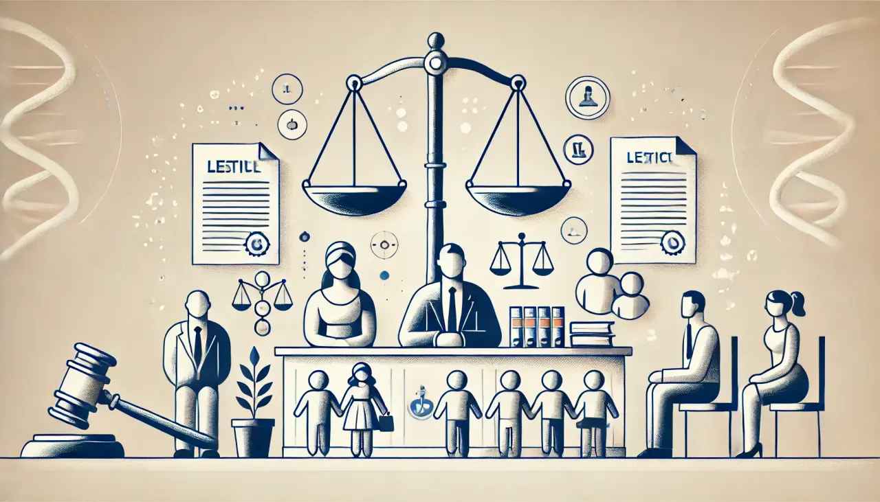 Courtroom scene highlighting parental rights disputes for international surrogacy in Mexico.