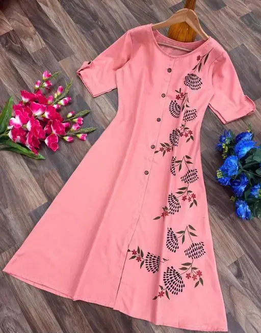 Fashionable Cotton Slub Dijital Print Anarkali Kurti For Women Color 4 (R108)