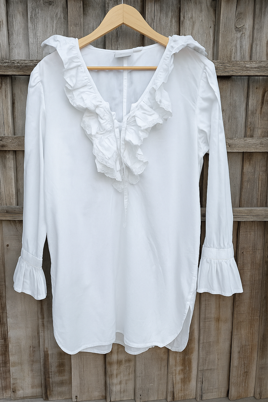 White Shirt with Ruffle - Adult 14