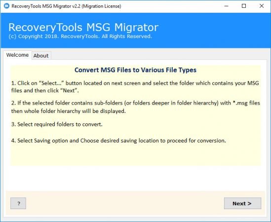 RecoveryTools MSG Migrator 3.0