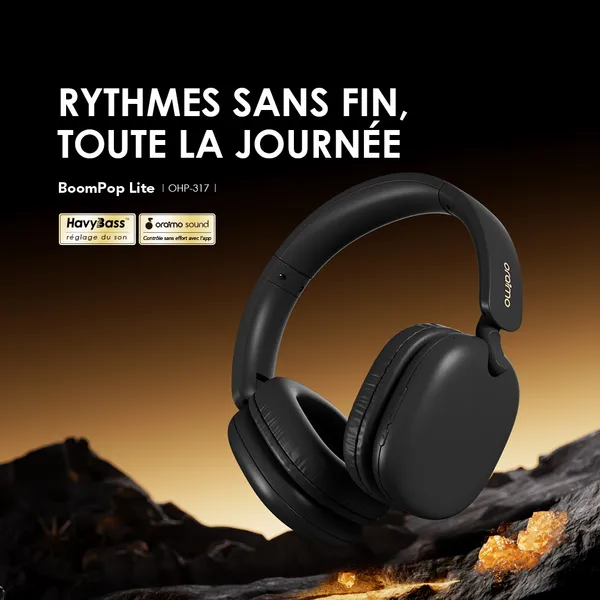 oraimo BoomPop Lite – Écouteurs Supra-Auriculaires Sans Fil avec Réduction de Bruit ENC