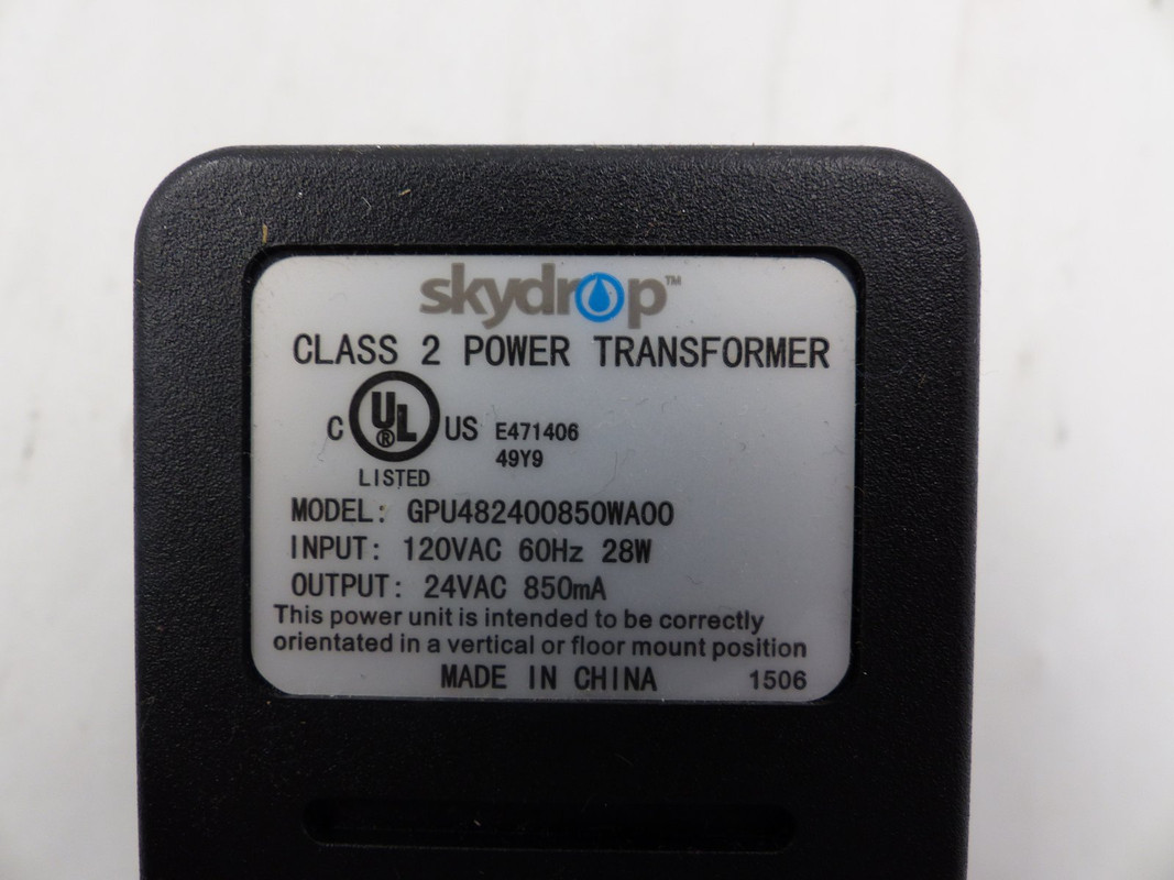 SKYDROP SMART SPRINKLER CONTROLLER 120VAC 28W POWER ADAPTER GPU482400850WA00