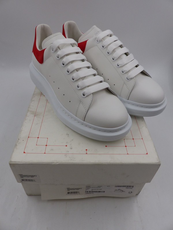 ALEXANDER MCQUEEN OVERSIZED LEATHER SNEAKERS WHITE/RED  MEN SZ 11 EUR 44 553680