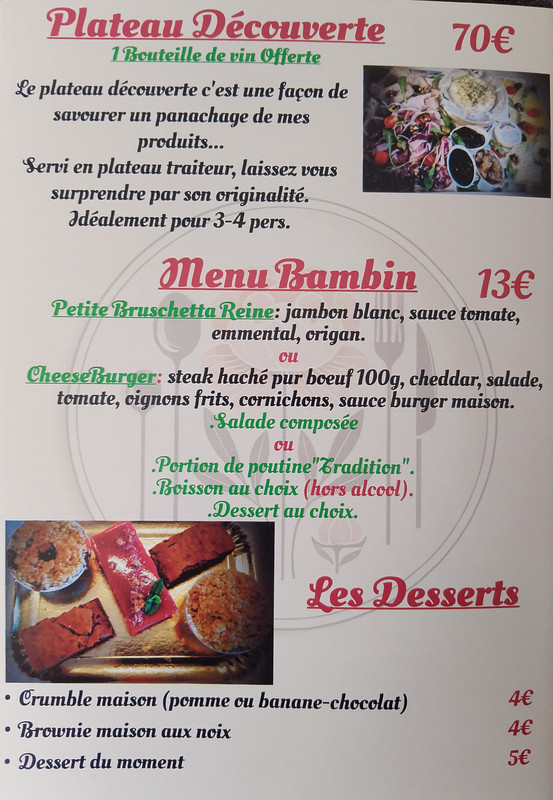 Menu Enfant et Desserts