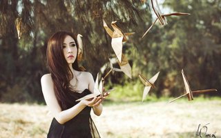 Thơ hoạ Nguyễn Thành Sáng & Tam Muội (2061) Lovely-asian-girl-origami-birds-mood-720-P-wallpaper