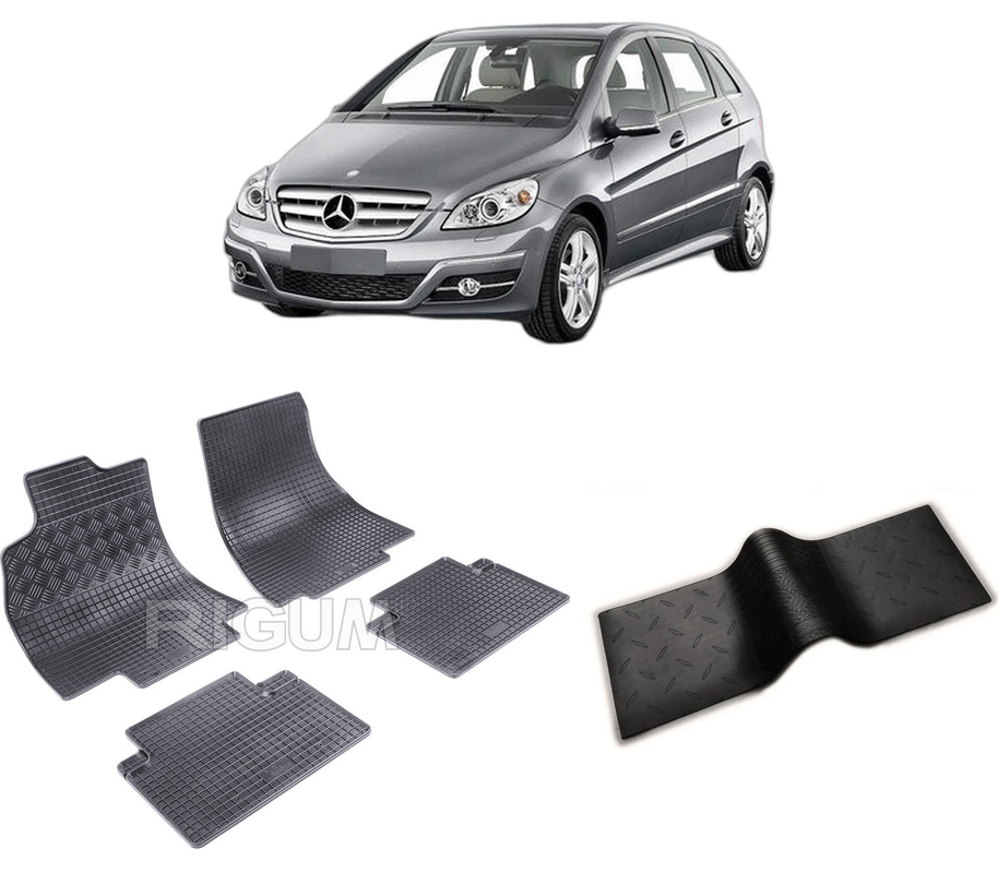 Set covorase auto MERCEDES B-CLASS W245 din 06.2005-2011, cu covoras tunel median, CAROSERIE VAN, Presuri cauciuc 100%, compatibil cu autoturismul MERCEDES B-CLASS W245, Rigum