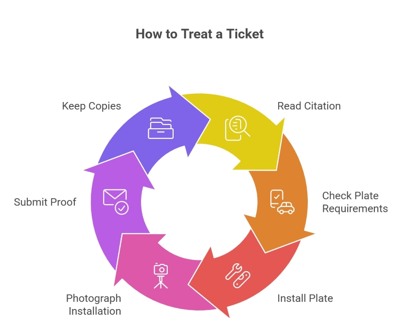 Infographic showing steps to handle a ticket