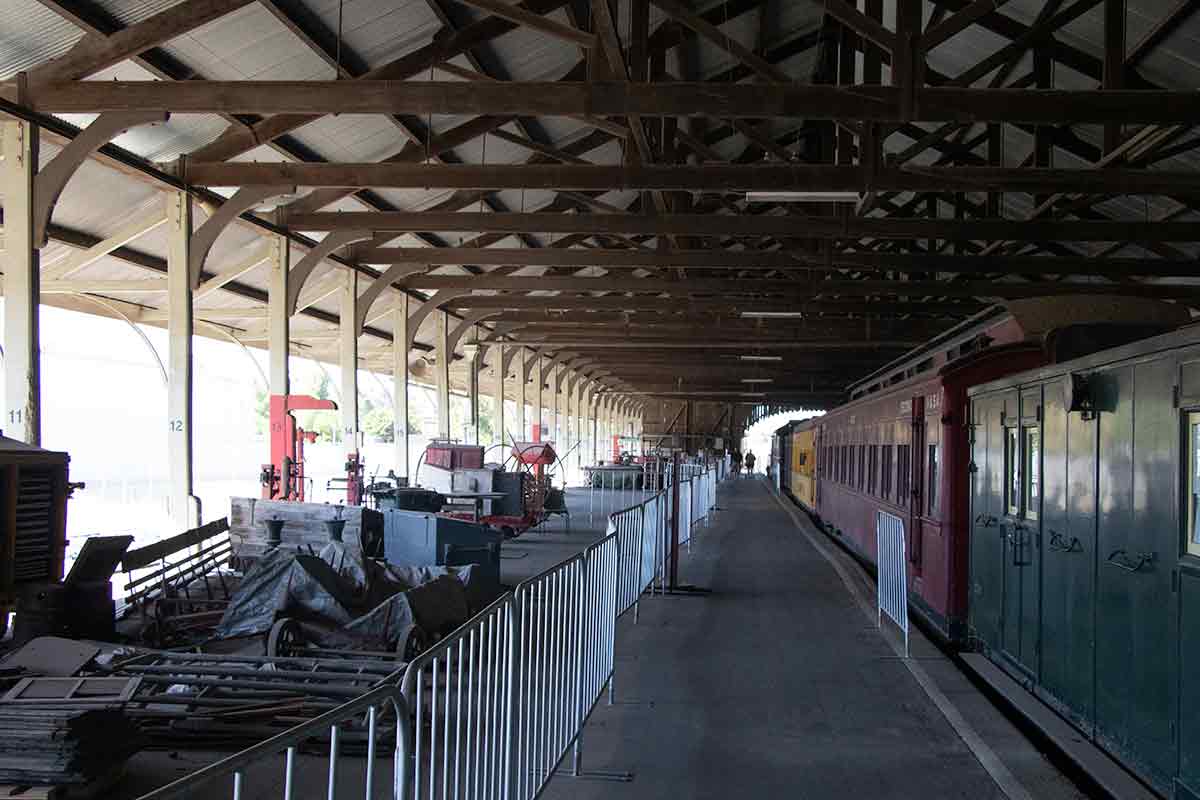 Inside the goods shed