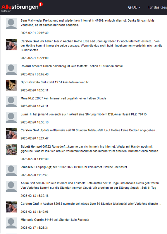 Kommentare zu Vodafone-Störungen